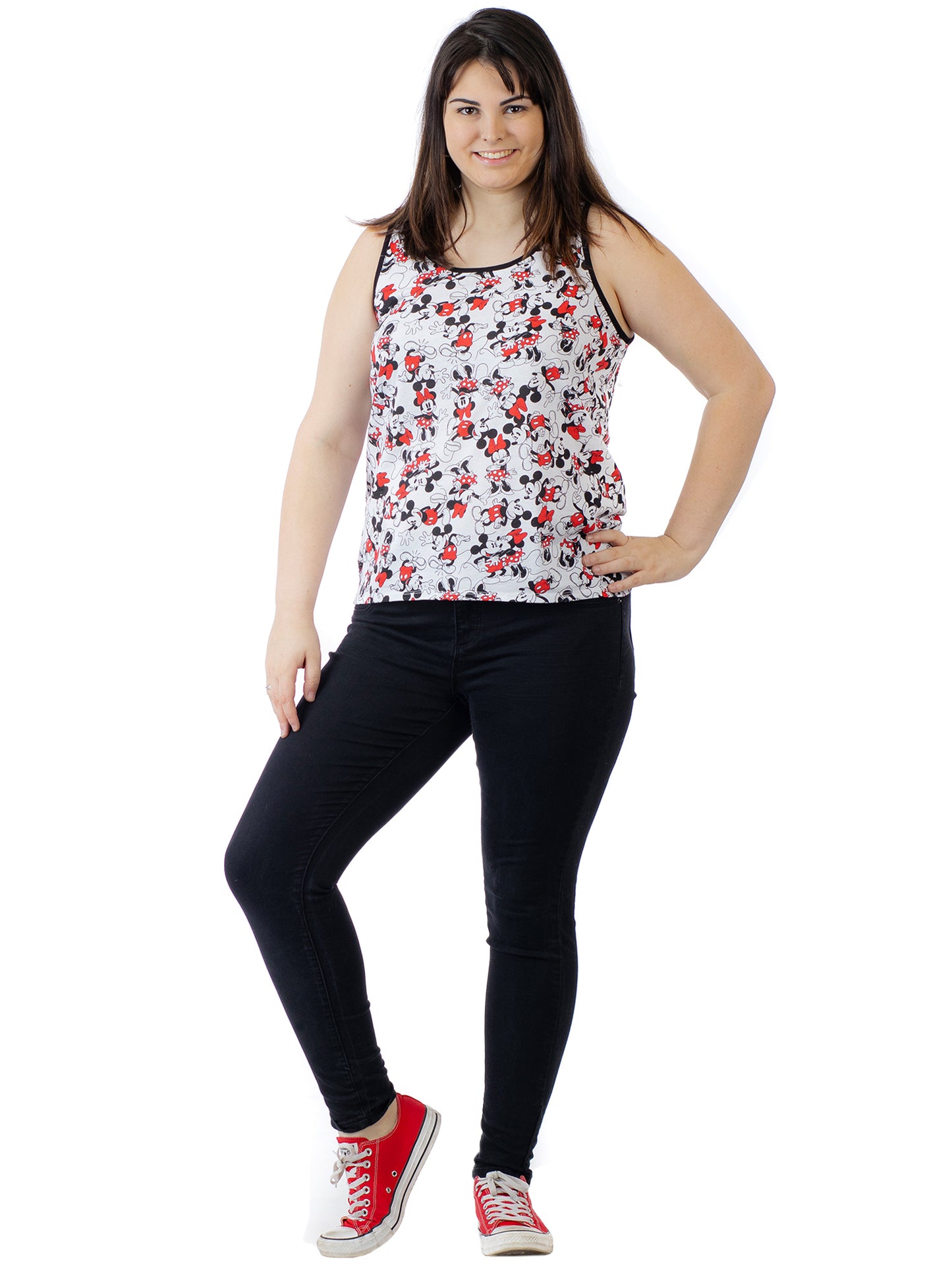 Women's Plus Size Minnie Mickey Mouse All-Over Print Tank Top Shirt