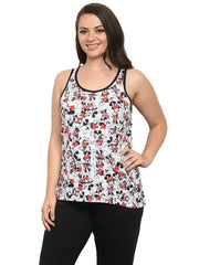 Women's Plus Size Minnie Mickey Mouse All-Over Print Tank Top Shirt