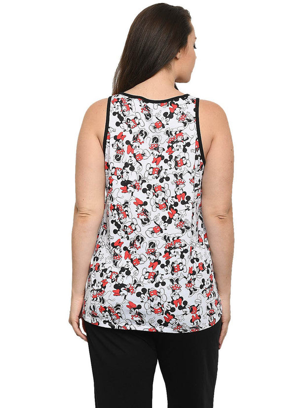 Women's Plus Size Minnie Mickey Mouse All-Over Print Tank Top Shirt