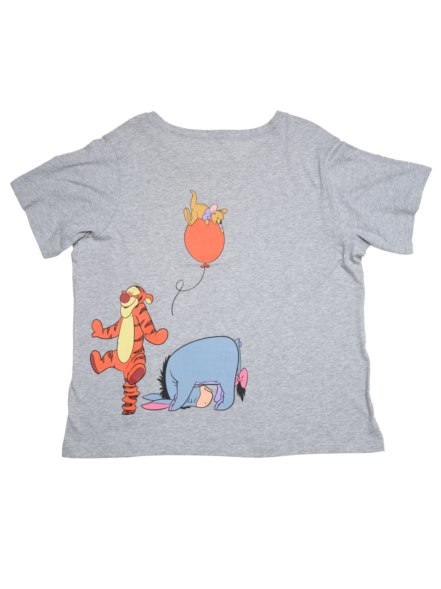 Winnie The Pooh Cropped T-Shirt Piglet Eeyore Tigger Women's Plus Size Gray