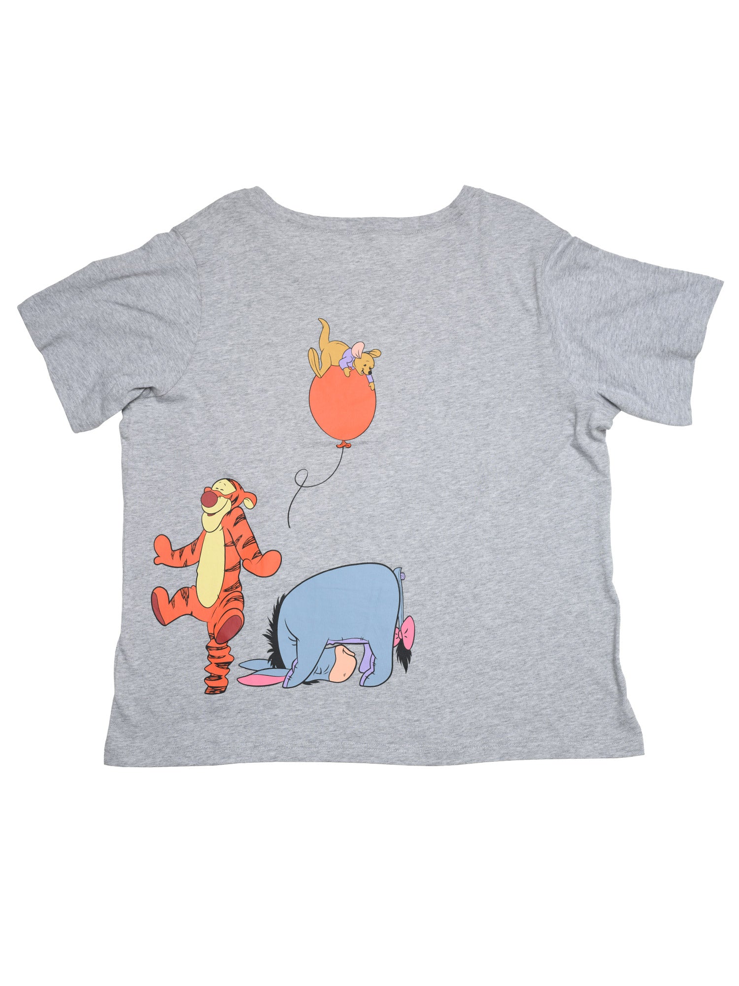 Winnie The Pooh Cropped T-Shirt Piglet Eeyore Tigger Women's Plus Size Gray