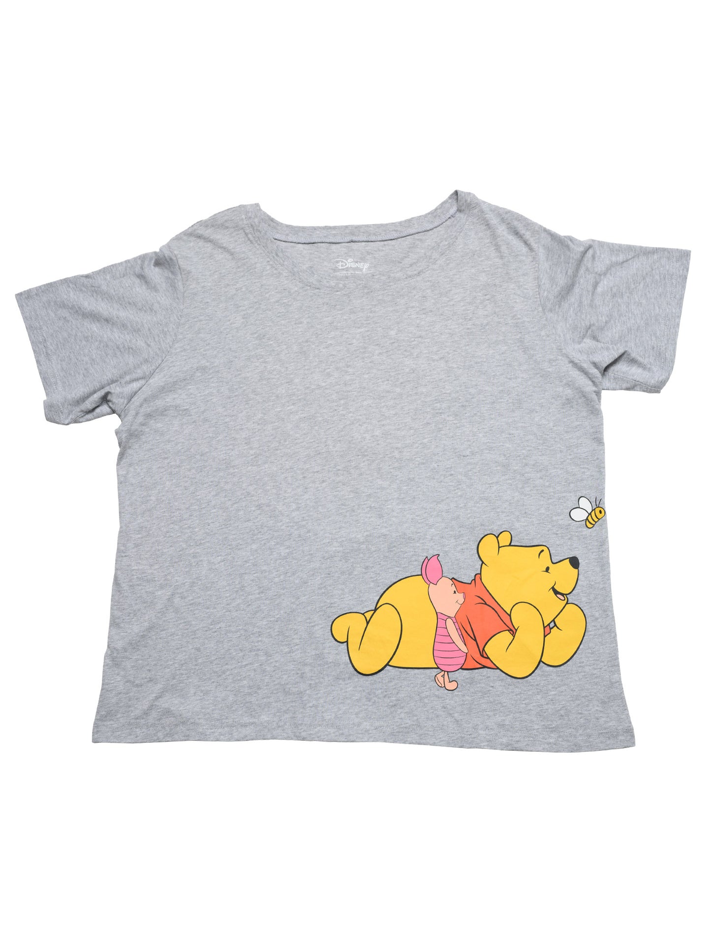 Winnie The Pooh Cropped T-Shirt Piglet Eeyore Tigger Women's Plus Size Gray