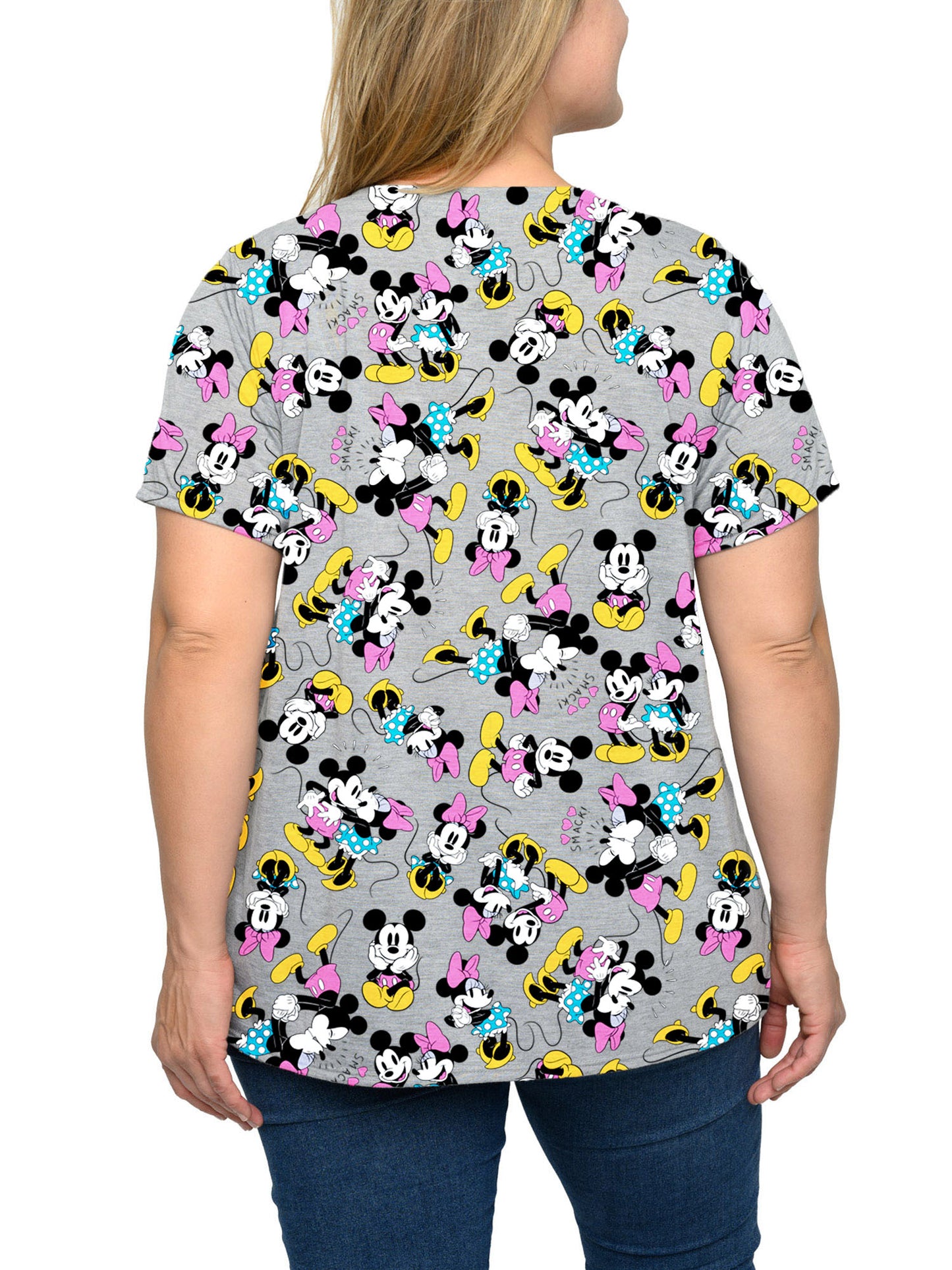 Women's Plus Size Disney Minnie & Mickey Mouse T-Shirt V-Neck (Size 4X Only)