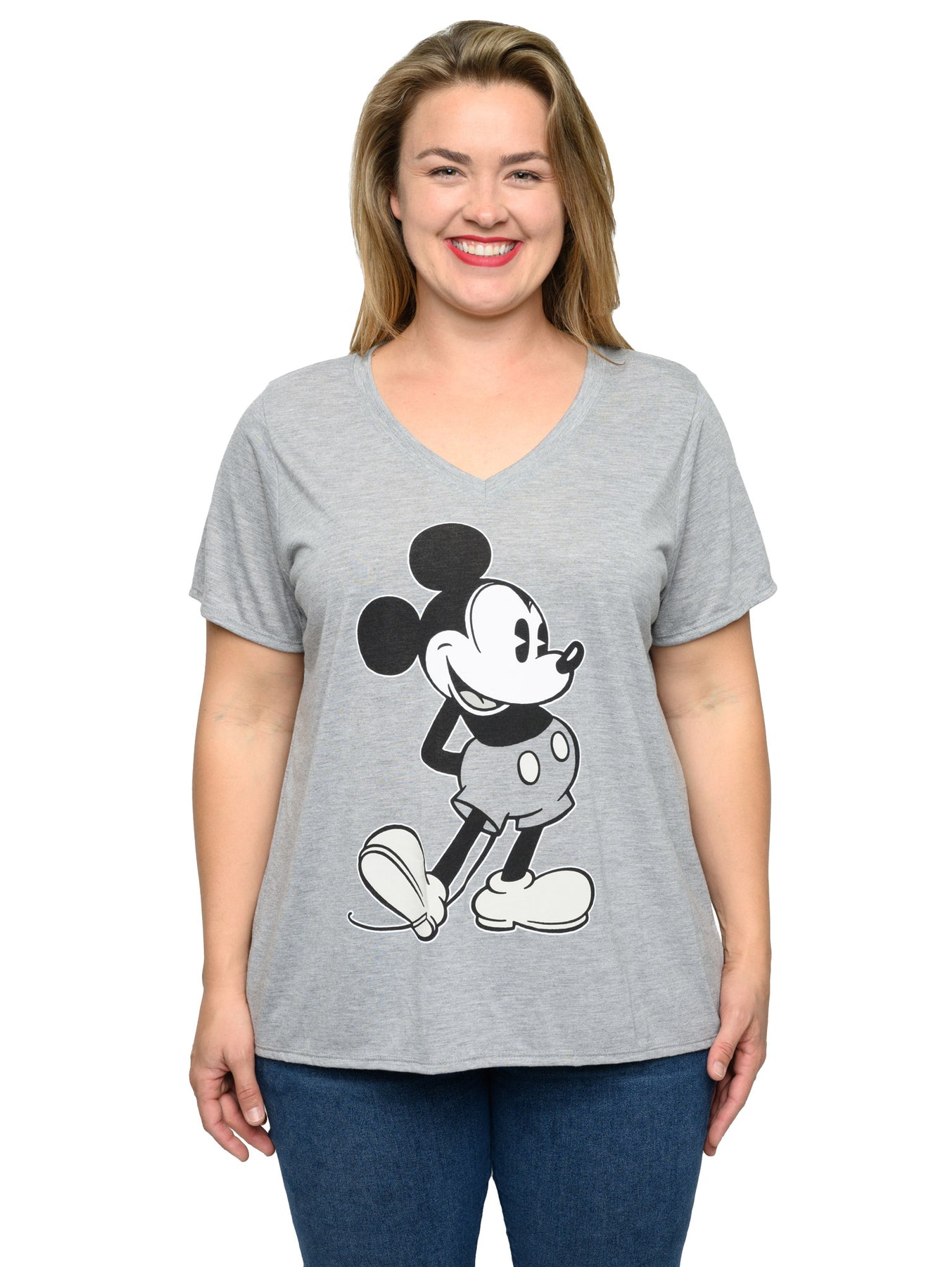 Mickey & Minnie Mouse T-Shirt Gray Back To Back Women's Plus Size Disn –  Open and Clothing