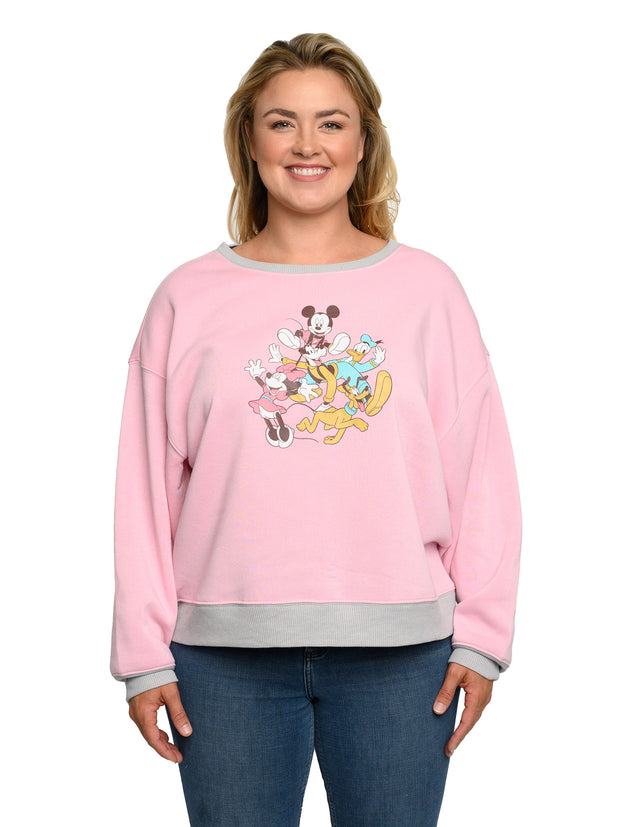 Disney Womens Plus Size Mickey Mouse Friends Fleece Long Sleeve