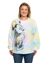 Disney Women's Plus Size Minnie Mouse Sweatshirt Fleece Pastel Pink Blue Yellow