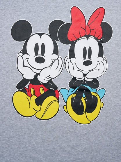 Disney Mickey and Minnie Mouse Women's Plus Size Ringer T-Shirt, Gray