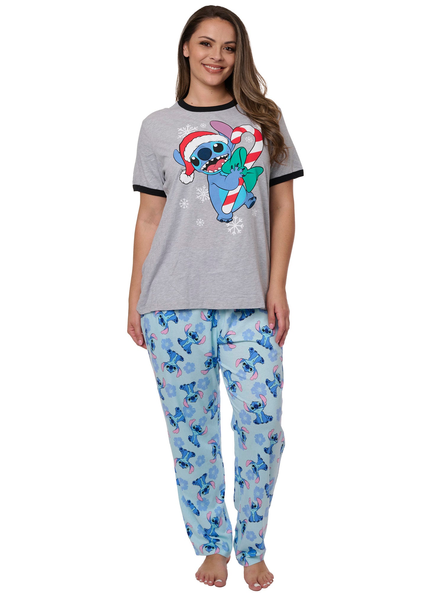 Women's Plus Size Stitch Christmas T-Shirt & Lounge Pajama Pants 2PC ( Open and Clothing Women's Plus Size Stitch Christmas T-Shirt & Lounge Pajama Pants 2PC ( Open and Clothing