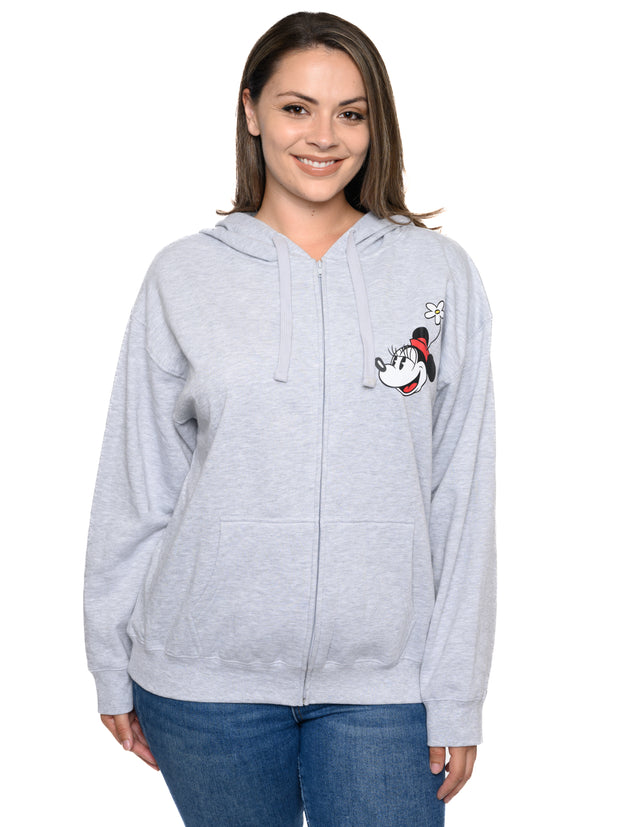 Mickey & Minnie Mouse Hoodie Sweatshirt Front Back Zip Women's Plus Size Disney