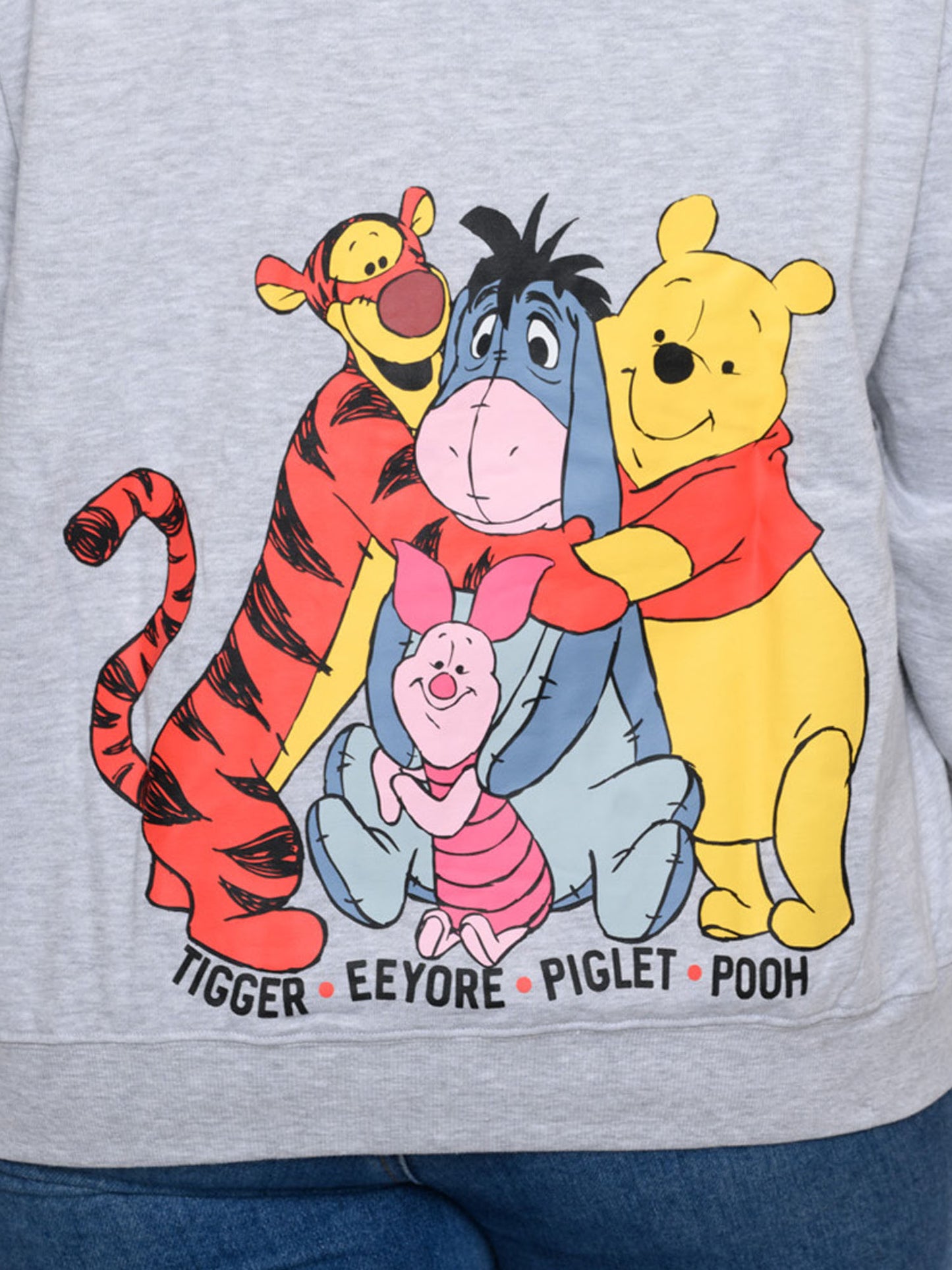 Eeyore Winnie The Pooh Tigger Hoodie Sweatshirt Zippered Gray Womens Plus Size