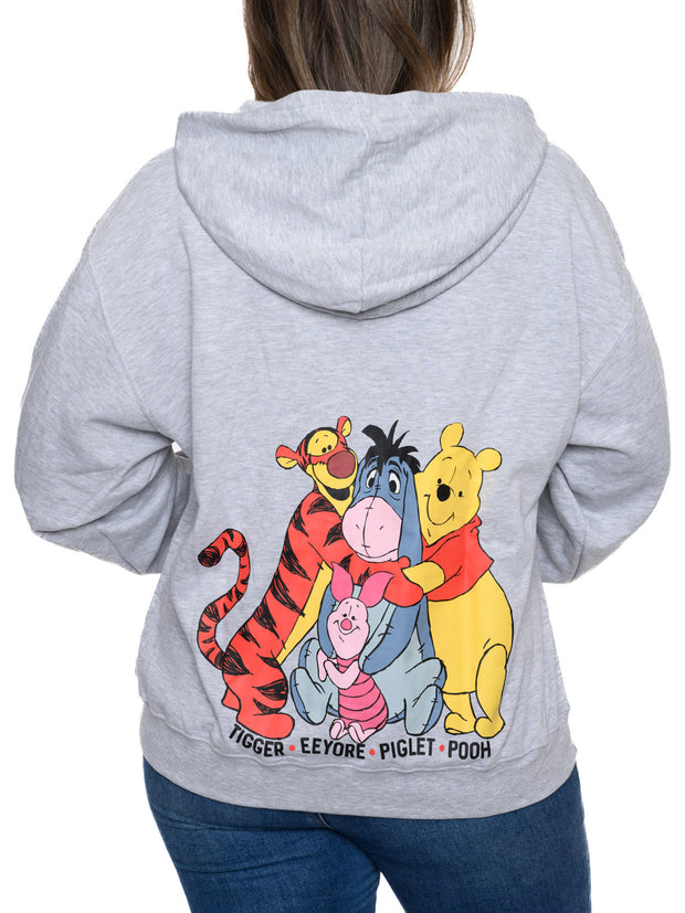 Womens Disney Eeyore Winnie The Pooh Tigger Hoodie Sweatshirt Zip Up Gray