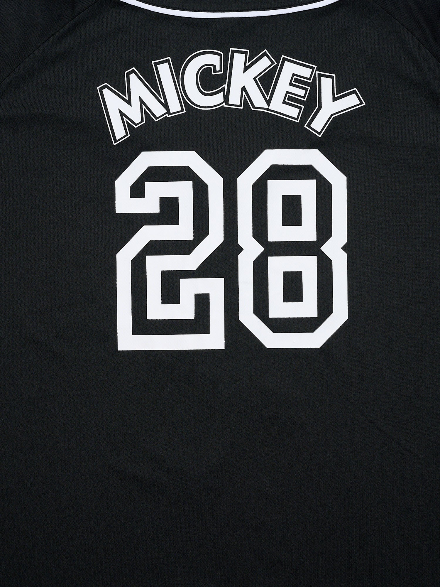 Disney Mickey Mouse Baseball Jersey Black Button Down Shirt Women's