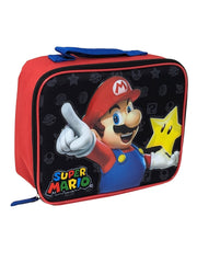 Nintendo Super Mario Star Insulated Lunch Bag Black Red Boys School Camp