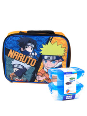 Naruto Insulated Lunch Bag Sasuke & 2-Piece Food Snack Containers School Set