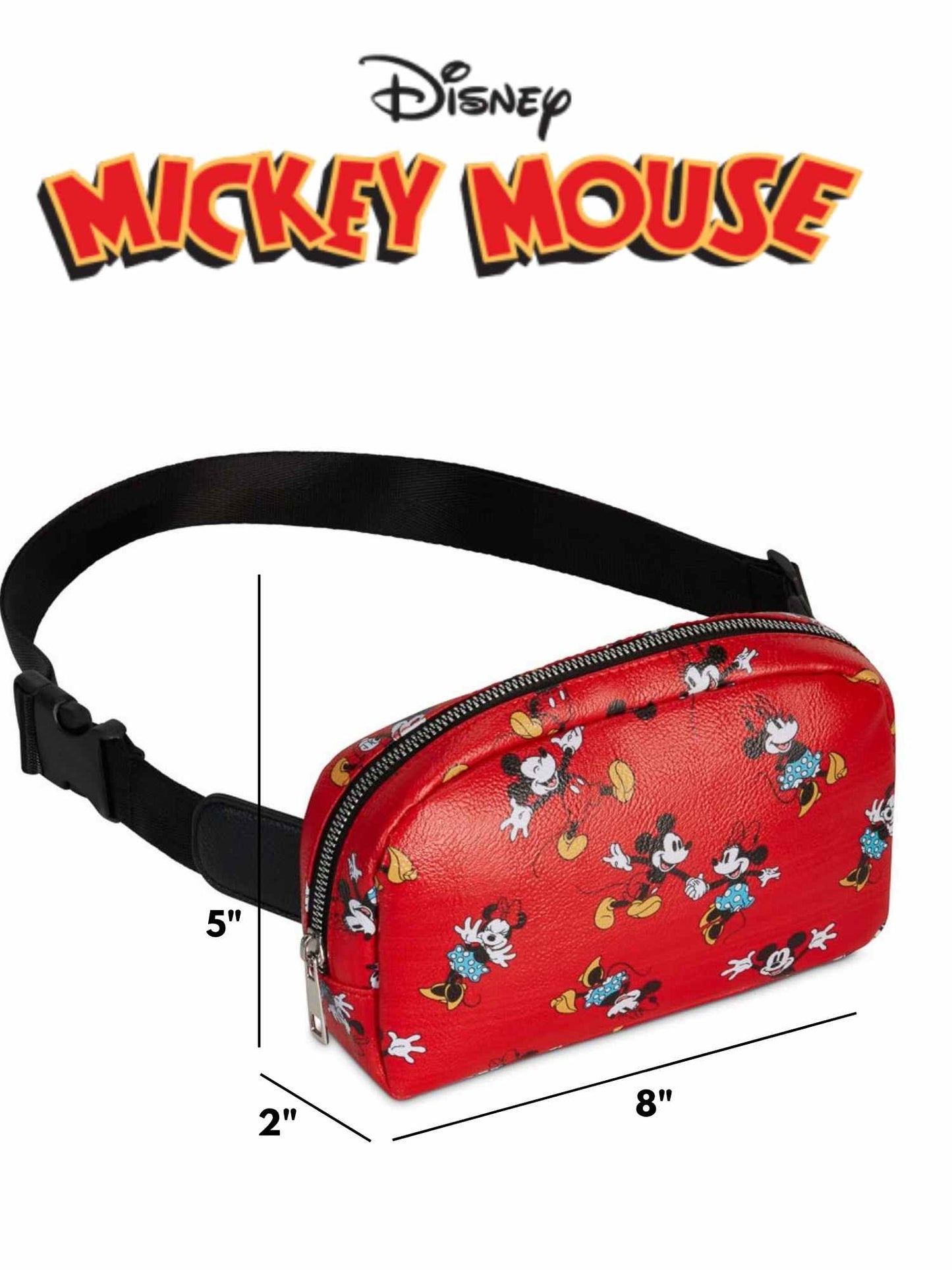 Disney Mickey & Minnie Mouse Belt Bag Crossbody Fanny Pack Waist Bag Women's Red