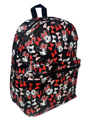 Disney Minnie Mouse Backpack 16" All-Over Print Bows Front Pocket Women Girls