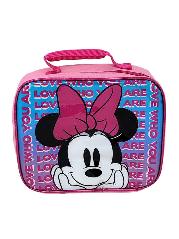 Minnie Mouse Insulated Lunch Bag Pink w/ Yellow Disney Drawstring Sling Bag Set