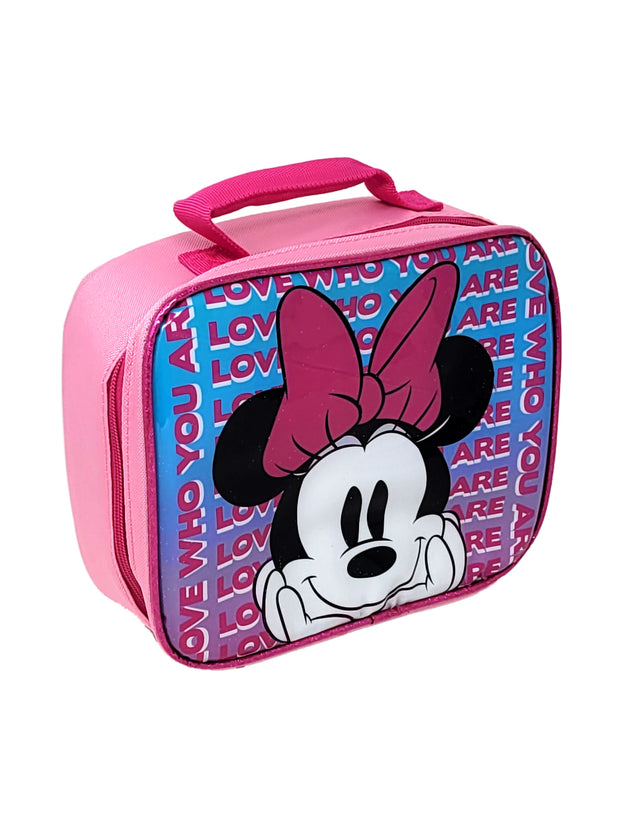 Minnie Mouse Insulated Lunch Bag Pink w/ Yellow Disney Drawstring Sling Bag Set