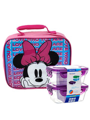 Minnie Mouse School Lunch Bag Insulated With 2-Pack Food Container Set