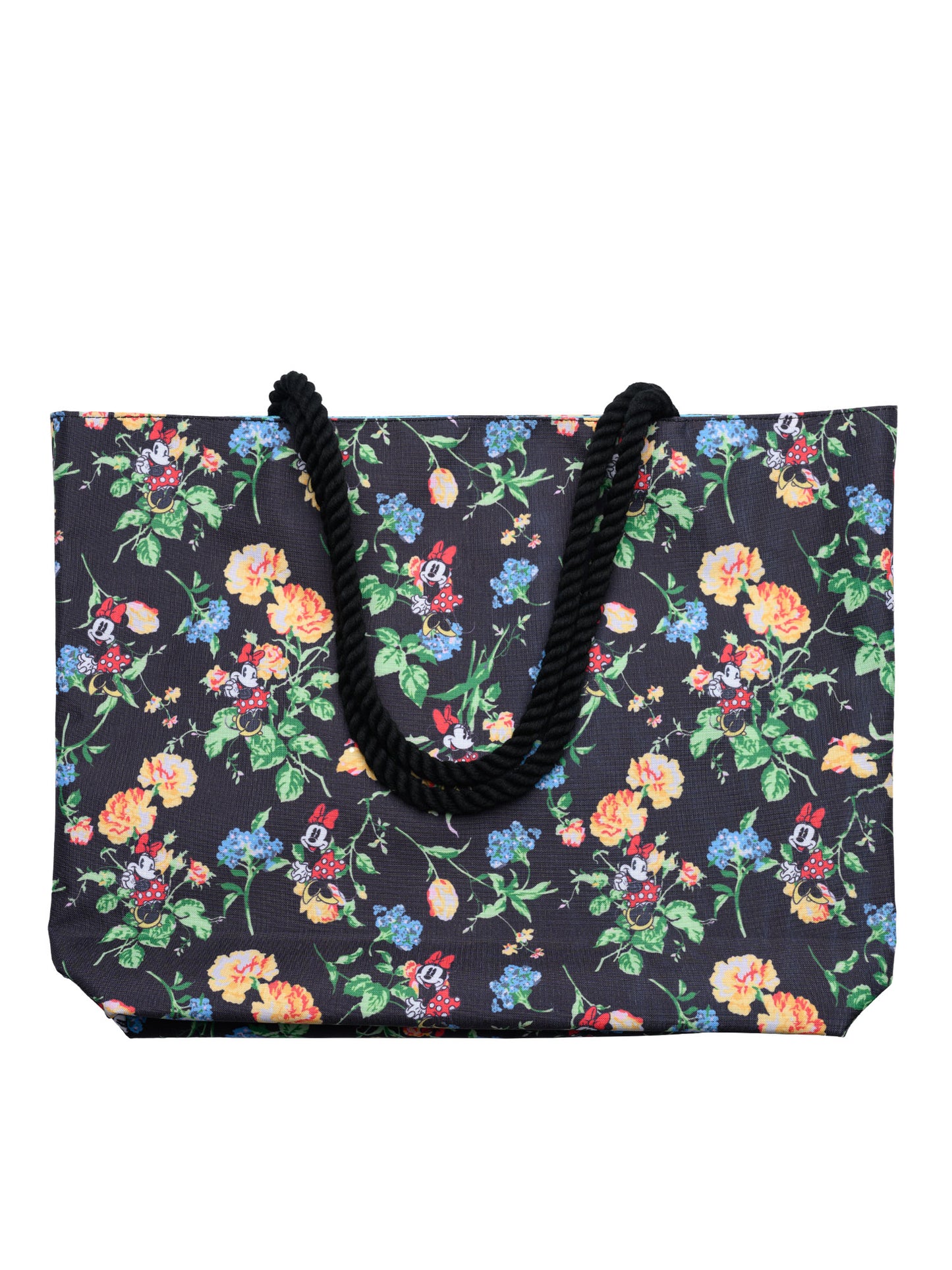 Women's Minnie Mouse Tote Bag Floral Travel Tote Women's Rope Handle Black