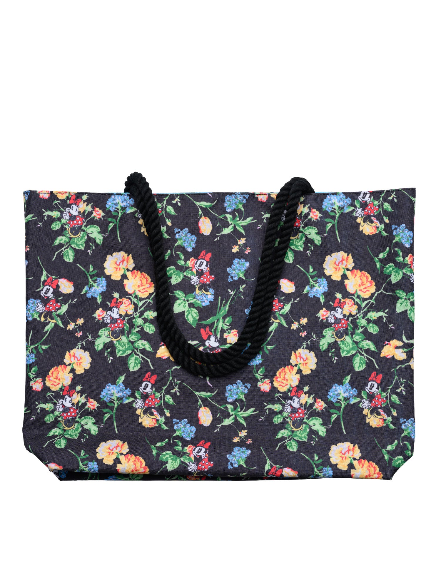 Women's Minnie Mouse Tote Bag Floral Travel Tote Women's Rope Handle Black
