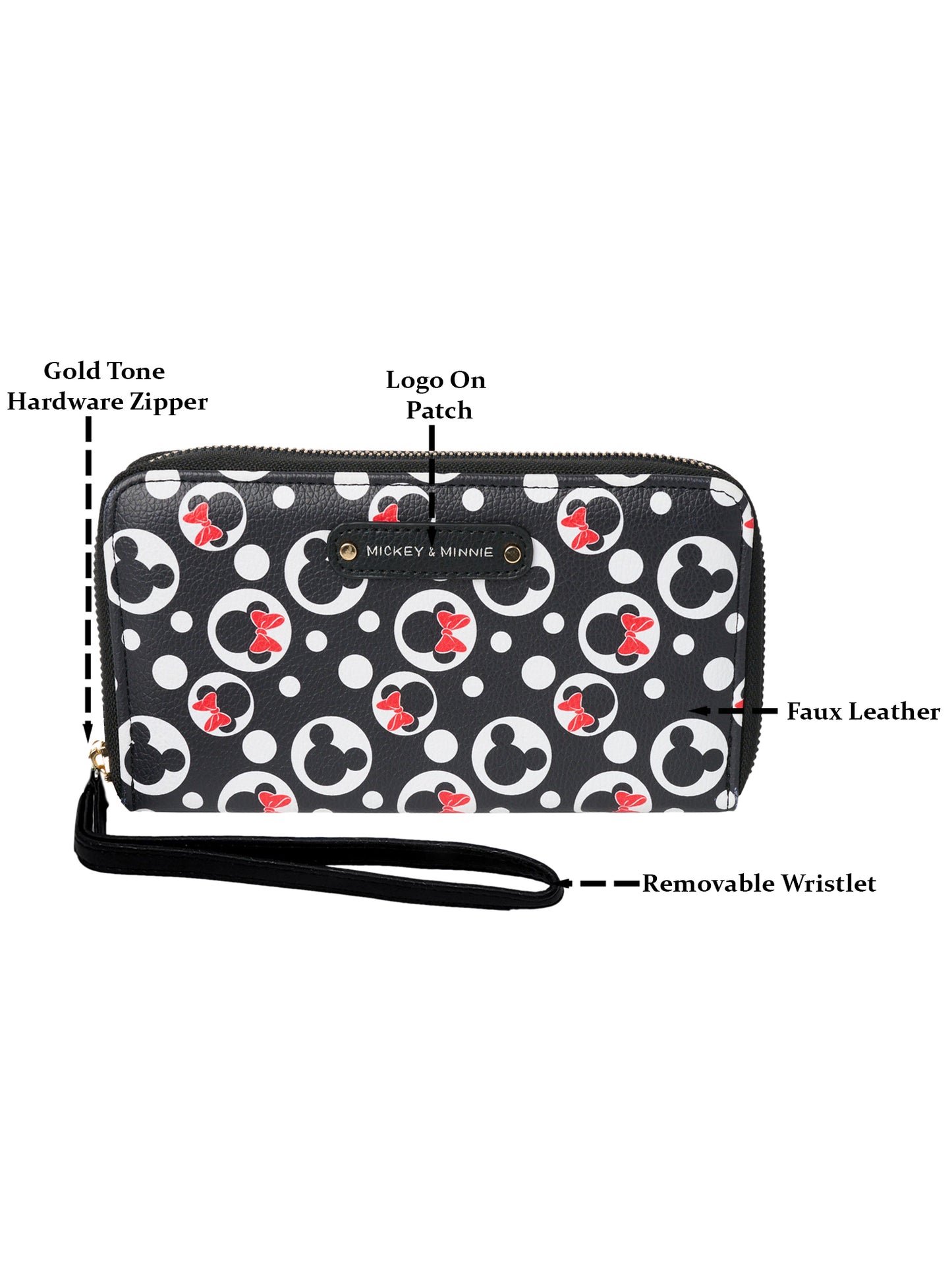 Disney Women's Mickey Mouse Zipper Tote Bag & Zip Around Wallet 2-Piece Gift Set