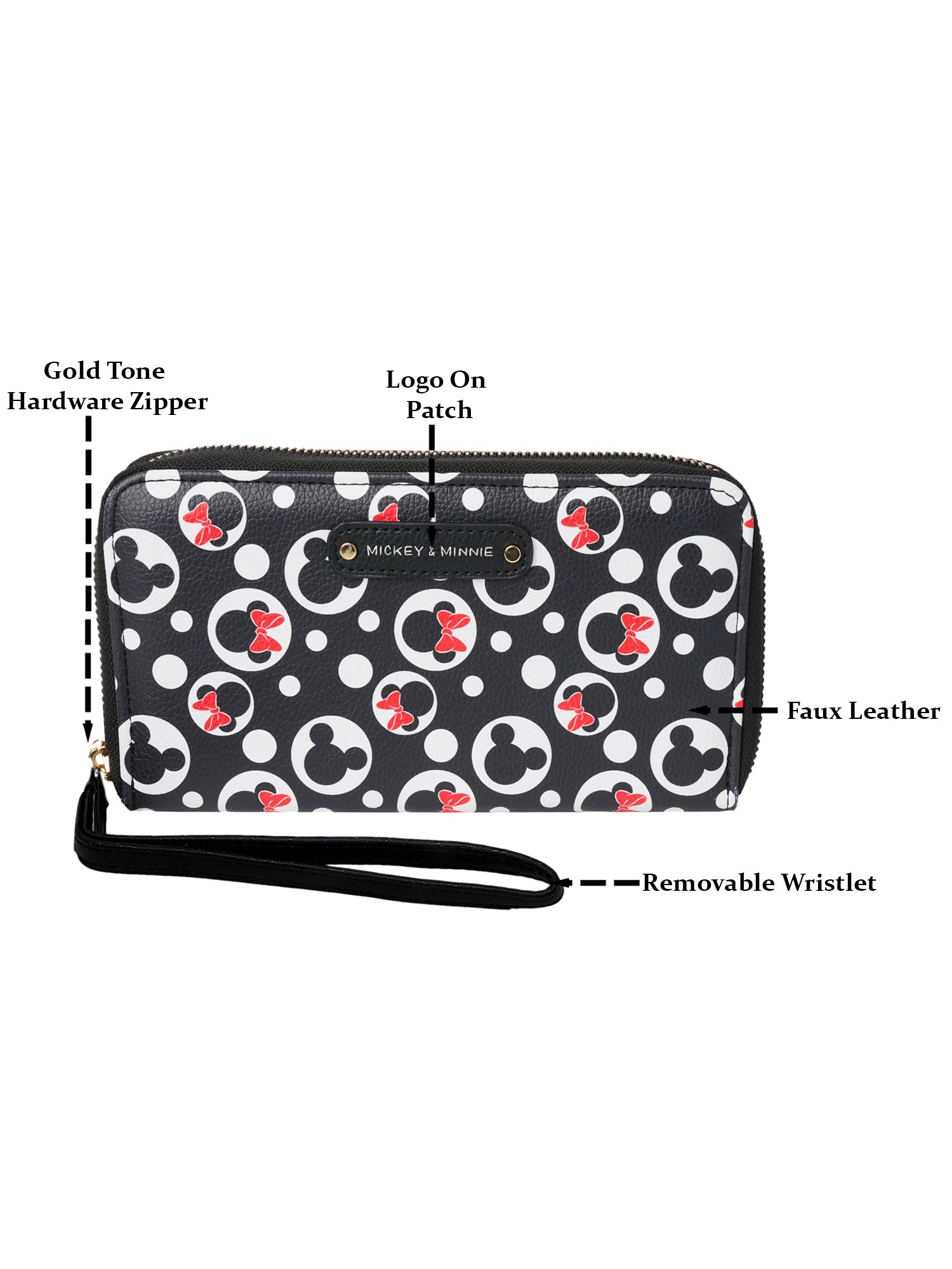 Disney Women's Mickey Mouse Zipper Tote Bag & Zip Around Wallet 2-Piece Gift Set
