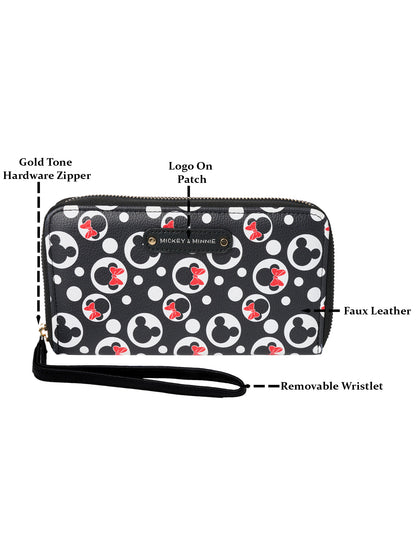Disney Women's Mickey Mouse Zipper Tote Bag & Zip Around Wallet 2-Piece Gift Set
