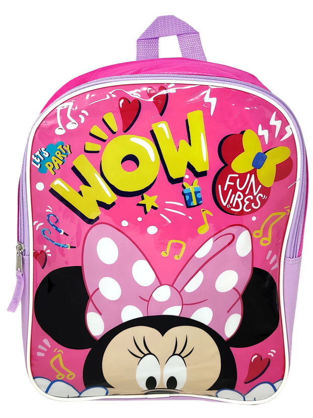 Girls Disney Minnie Mouse 15" Backpack w/ Insulated Lunch Bag Pink Set