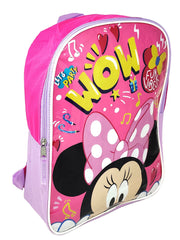Minnie Mouse Disney Backpack  15" Girls Pink w/ Girls Bi-Fold Wallet Set