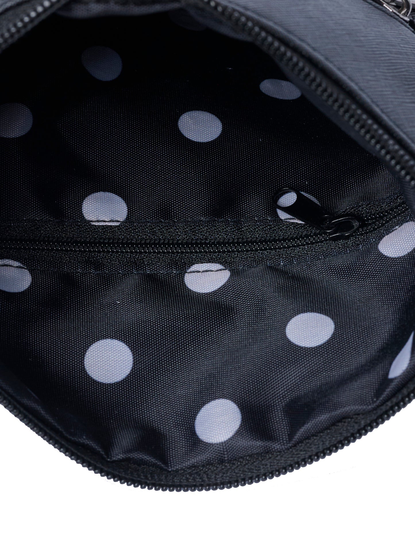 Disney Minnie Mouse Crossbody Purse Passport Bag Travel Black Faux Leather