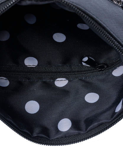 Disney Minnie Mouse Crossbody Purse Passport Bag Travel Black Faux Leather