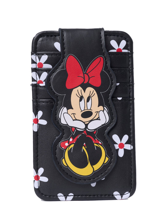 Disney Minnie Mouse Daisy Slim Card Holder Wallet - Black Floral ID Case