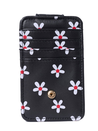 Disney Minnie Mouse Daisy Slim Card Holder Wallet - Black Floral ID Case
