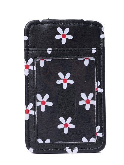 Disney Minnie Mouse Daisy Slim Card Holder Wallet - Black Floral ID Case