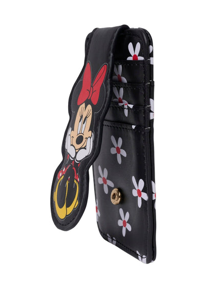 Disney Minnie Mouse Daisy Slim Card Holder Wallet - Black Floral ID Case