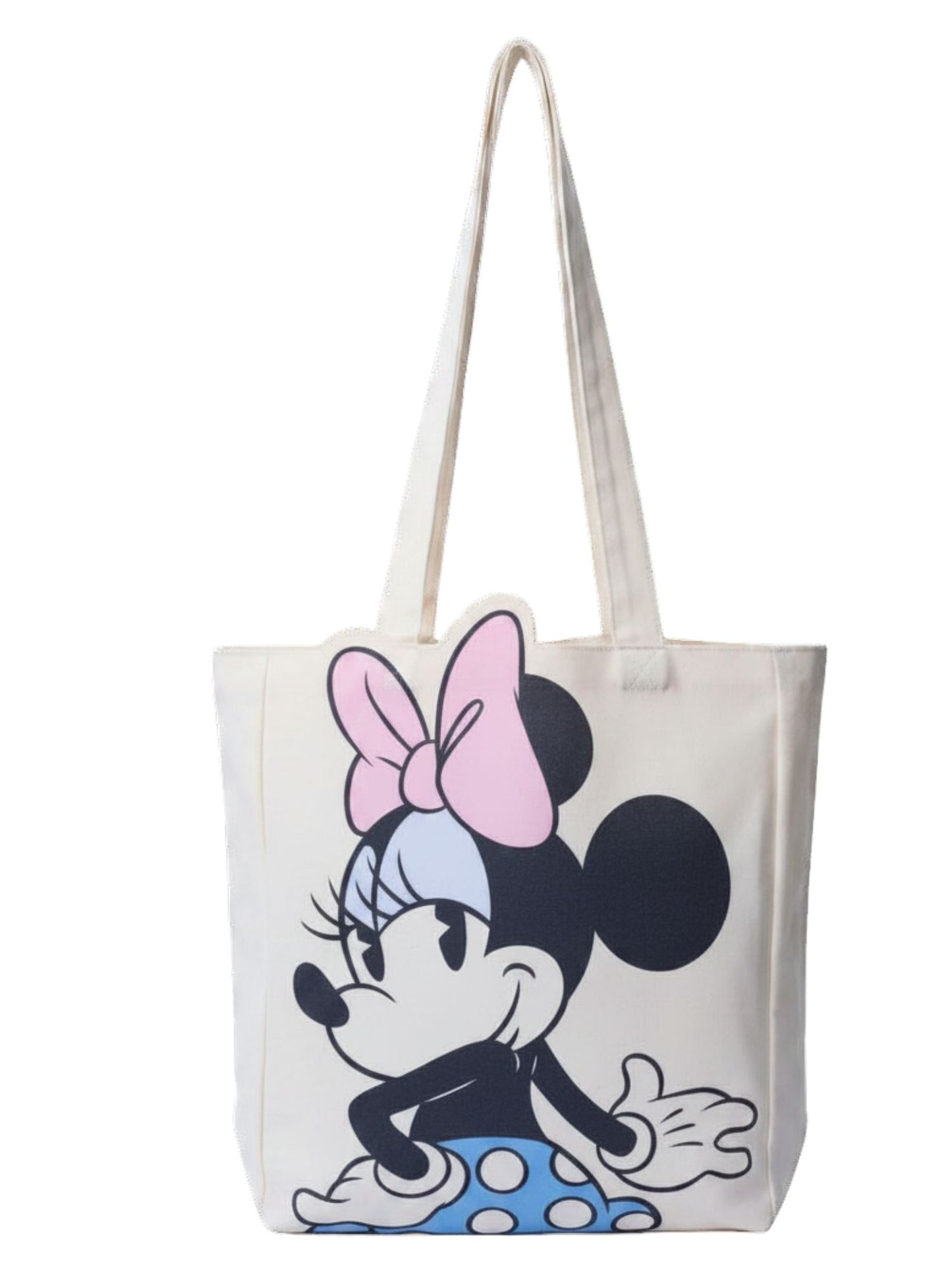 Disney Mickey and Minnie Mouse Die-Cut Canvas Tote Bag (2 Pack Set)