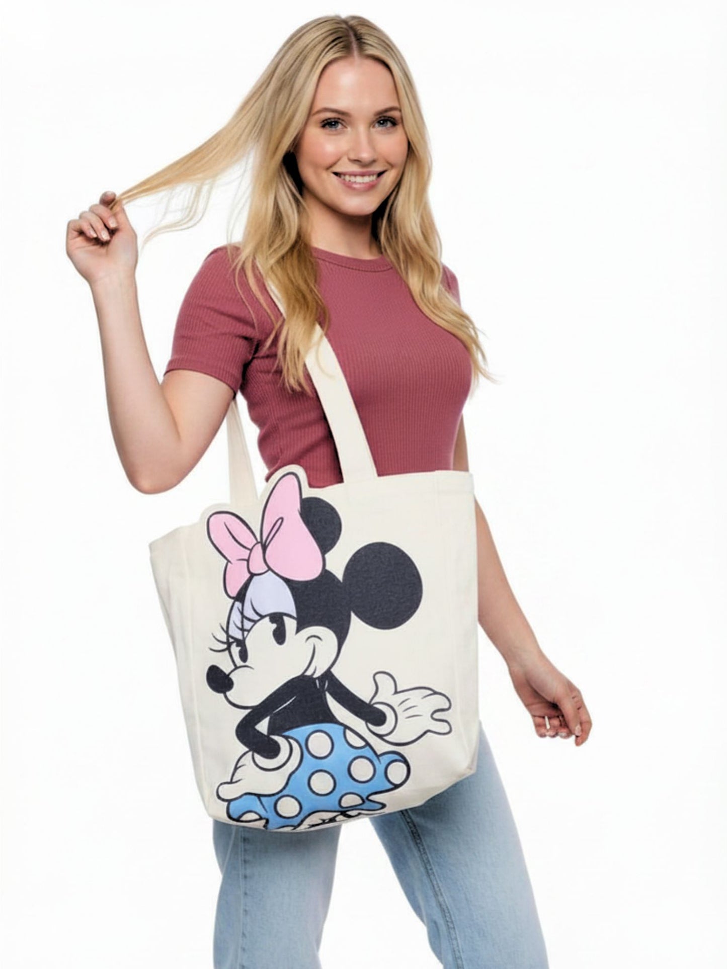 Disney Minnie Mouse Die-Cut Canvas Tote Bag with Shaped Top
