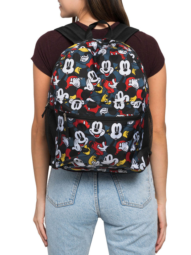 Disney Mickey Mouse Backpack 16" All-Over Print Classic Front & Side Pockets