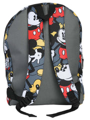 Disney Mickey Mouse Gray All-Over Print 16" Backpack w/ Mickey Minnie Keychain