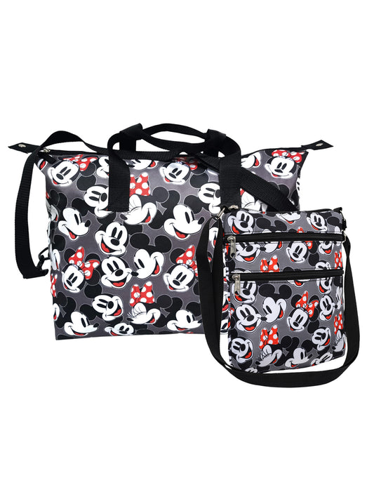 Disney Mickey & Minnie Mouse Duffel Weekender Bag & Passport Bag Travel Set