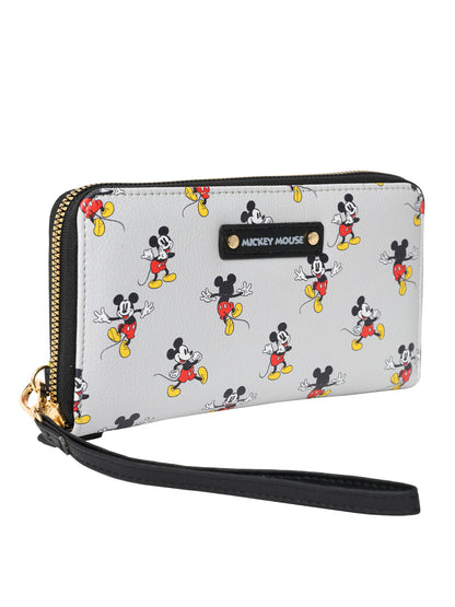 Disney Women's Mickey Mouse Wallet Zip Around Wristlet All-Over Character Print