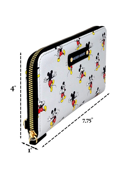 Disney Women's Mickey Mouse Wallet Zip Around Wristlet All-Over Character Print
