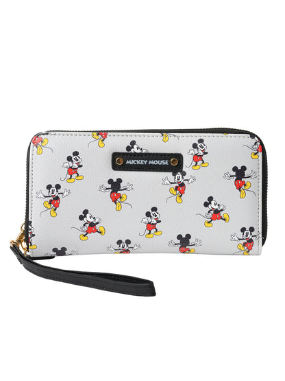 Disney Women's Mickey Mouse Wallet Zip Around Wristlet All-Over Character Print