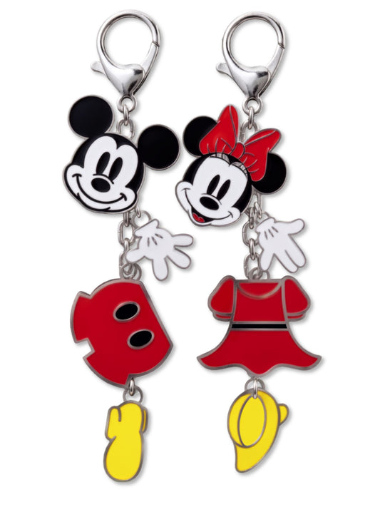 Disney Mickey Mouse Minnie Mouse Bag Charm Key Chains 2-Pack Gift Set Enamel
