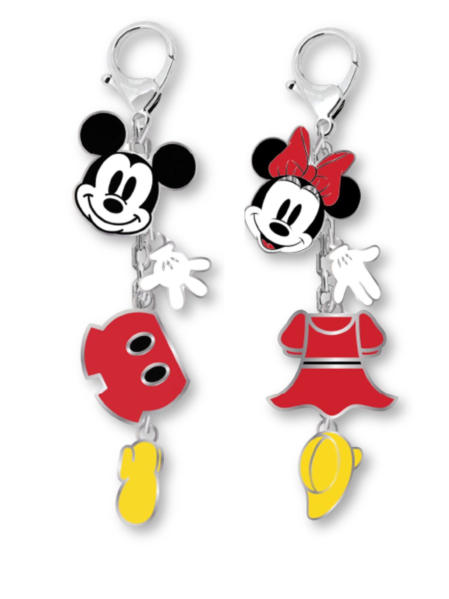 Disney Mickey Mouse Minnie Mouse Bag Charm Key Chains 2-Pack Gift Set Enamel