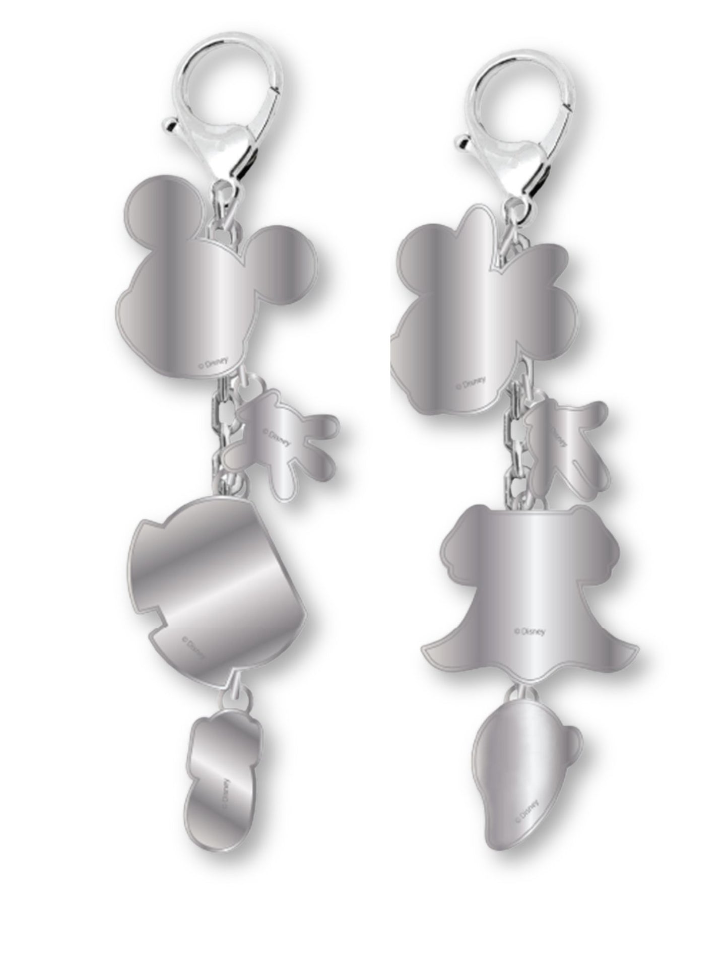 Disney Mickey Mouse Minnie Mouse Bag Charm Key Chains 2-Pack Gift Set Enamel