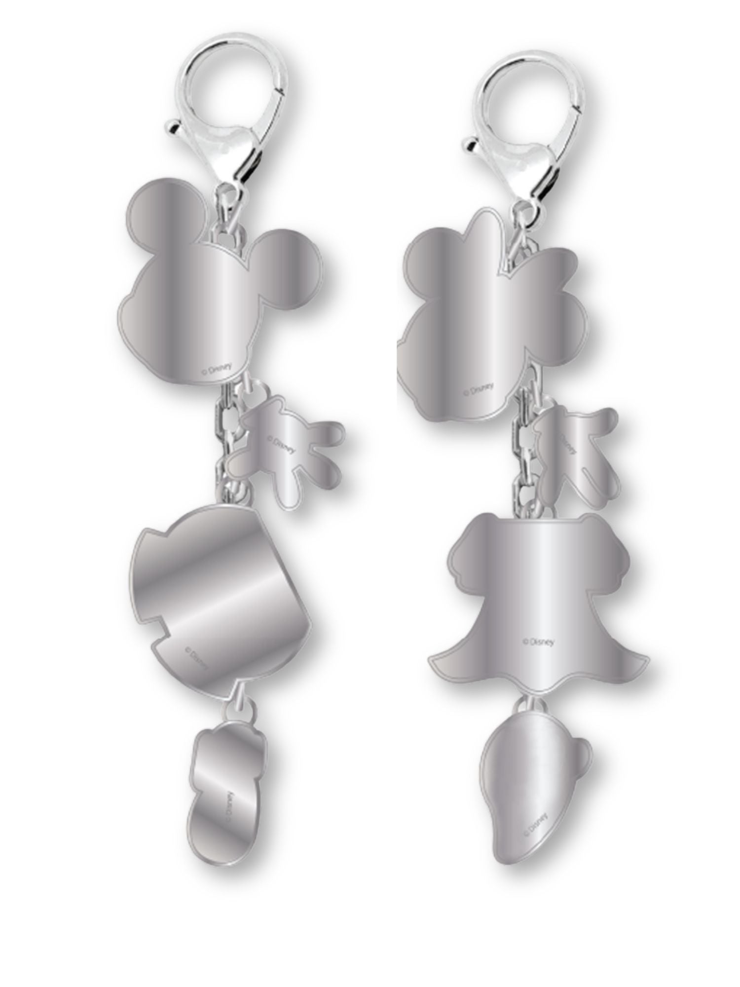 Disney Mickey Mouse Minnie Mouse Bag Charm Key Chains 2-Pack Gift Set Enamel