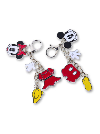 Disney Mickey Mouse Minnie Mouse Bag Charm Key Chains 2-Pack Gift Set Enamel