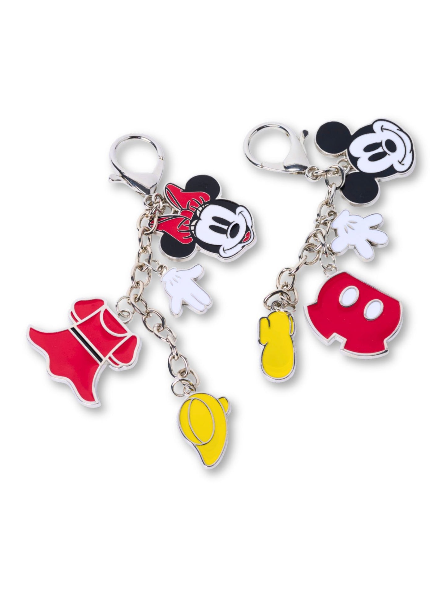 Disney Mickey Mouse Minnie Mouse Bag Charm Key Chains 2-Pack Gift Set Enamel